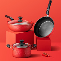 爱仕达ASD 锅具套装不粘锅 30炒锅26煎锅20汤锅三件套不沾锅具PL03C3WG