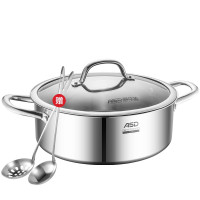 爱仕达（ASD）304不锈钢直身火锅汤锅一锅多用 加厚复底燃气明火电磁炉通用 30CM 清汤火锅 FS30A1WG