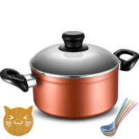 爱仕达汤锅不粘锅 20cm双耳家用炖锅 煮面泡面煲汤锅 燃气煤气电磁炉通用锅小蒸锅油炸锅铝锅锅具焖锅 酒红色 TL20A