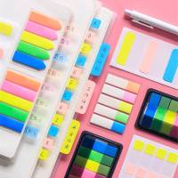 (买一送二)荧光指示标签贴透明粘性分类索引贴书签便签纸贴便利贴