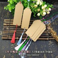 书签diy材料包自制古典中国风书签定做订制学生用空白卡片厚纸质|[牛卡梅花大幸运签]12张配流苏+中国结
