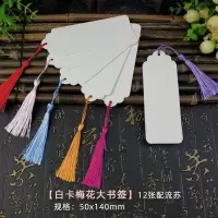 书签diy材料包自制古典中国风书签定做订制学生用空白卡片厚纸质|[白卡梅花大书签]12张装配流苏