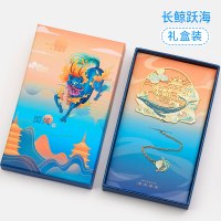 故宫金属书签镂空古风礼物纪念品教师节礼盒订制古典中国风九尾狐可爱简约创意文创产品精美博物院小礼品定|[长鲸跃海]礼盒装