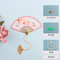 书签刺绣diy材料包手工制作自绣古风礼物绣花中国风十字绣中国风|樱语嫣然棉线版(绣绷+扇坠+视频教程)