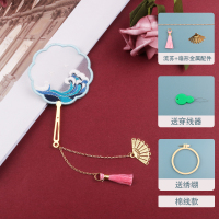 书签刺绣diy材料包手工制作自绣古风礼物绣花中国风十字绣中国风|碧海青天棉线版(绣绷+流苏+视频教程)