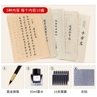 小楷书法毛笔|混合装-仿古色(心经等5个内容) 祈福心经108遍[钢笔式毛笔+50ml墨水+16支墨囊+毛毡]