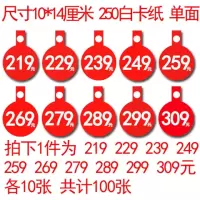 POP广告纸标价签标价牌爆炸贴服装价格牌商品价折扣牌特价纸|219到309各10张,共100张