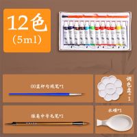 国画颜料12色24色初学者入门套装用品工具全套材料儿童专业大容量[11月1日发完]|12色5ml送4件套 单盒