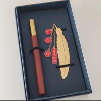 锦鲤附体逢考必过中高考祝福励志考研考试不挂科羽毛书签礼物定制|定制款+檀木笔.留言款式首字母 盒装