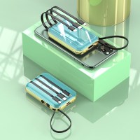 迷你充电宝超薄小巧便携移动电源20000毫安自带四线快充适用手机专用大容量可爱女款|电镀迷你奶奶灰(1万容量★自带四线)