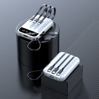 迷你充电宝超薄小巧便携移动电源20000毫安自带四线快充适用手机专用大容量可爱女款|喷漆迷你白色(2万容量★自带四线)