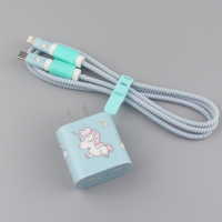 适用12/11pro max手机数据线保护套缠绕线20w18w充电器头贴纸|蓝独角兽