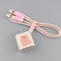 适用12/11pro max手机数据线保护套缠绕线20w18w充电器头贴纸|小猪猪