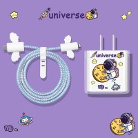 20w充电器保护套iphone12/11手机充电线器头ip|[黄色星球宇航员+白色四件套]20W/18W通用充电器保护套