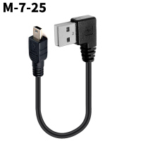 行车记录仪线电源线短v3口车载mini多功能通用弯头老式数据线|黑色●总约25厘米●单弯头●M⑦*注意方向