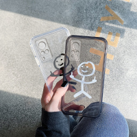 火柴人x60手机壳x50直边x27透明x60pro全包边x50pro防摔x60por软壳男女款情侣卡通可爱保护套