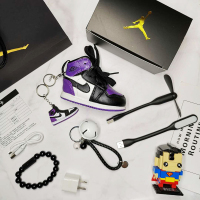 创意aj球鞋移动电源小巧个性少女男迷你篮球鞋子充电宝可爱乔11潮|新AJ紫白套装(赠手提袋)