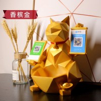 香槟金大号高26cm定制二维码 猫摆件开业礼品实用大气收银台二维码开店铺送礼物创意发财猫