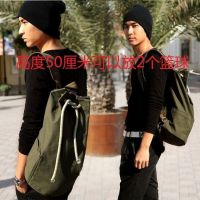 健身包男士运动包篮球包训练包双肩包男束口袋帆布水桶背包足球包|棕色