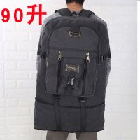 超大容量90升帆布双肩包男士背包复古民工务工打工包装被子行李包|黑色特大号90升