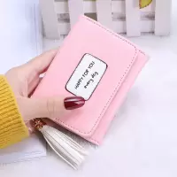 新款小钱包女短款韩版学生零钱包苏卡包女士皮夹潮手拿包钱卡包