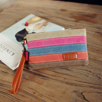 2020新款女士拉链钱包布艺小包休闲手包帆布零钱包大容量手机卡包