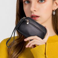 牛皮女士迷你零钱包双拉链真皮硬币包短款小钱包手包钥匙包装卡包