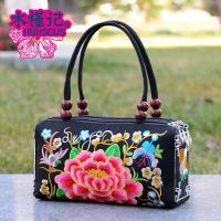 女士包新款中国民族风双面刺绣花手提包三层袋位手拎包单肩包