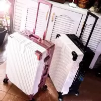 韩版铝框行李箱女拉杆箱旅行箱男女学生潮密码箱万向轮复古铝框