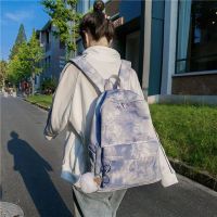 均匀版 古着感双肩包帆布大容量时尚书包女韩版高中ins背包大学生