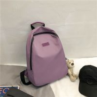 简约风韩版双肩包女纯色休闲百搭旅行背包大容量电脑包书包高中生|高贵紫 不加小熊挂件