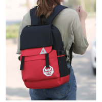 书包男女初中高中大学2020新款双肩包大容量旅行包电脑包韩版背包|新冠红配黑色