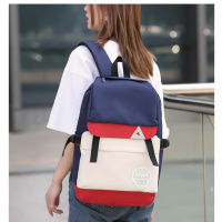 书包男女初中高中大学2020新款双肩包大容量旅行包电脑包韩版背包|新冠蓝配白色