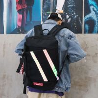 日系时尚男双肩包ins风潮酷镭射反光学生书包休闲大容量电脑背包