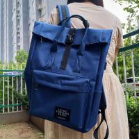 书包女学生韩版usb双肩包防水手提学院风大容量原宿背包男电脑包|深蓝色带USB