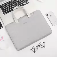 轻便手提电脑包女14寸小清新可爱苹果macbookpro13笔记本15.6英寸|[灰白色]+公仔挂件 13寸