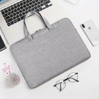 轻便手提电脑包女14寸小清新可爱苹果macbookpro13笔记本15.6英寸|[浅灰色]+公仔挂件 13寸