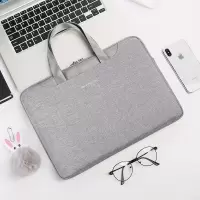 轻便手提电脑包女14寸小清新可爱苹果macbookpro13笔记本15.6英寸|[浅灰色]+公仔挂件 13.3英寸