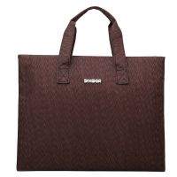 新款2019男横款手提包大容量男式商务电脑包牛津布男士事务公文包|527棕色