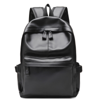 双肩包男款背包男皮书包韩版英伦潮男士电脑包学生旅行休闲商务|黑色 【送眼镜+钱包】带耳机孔充电口