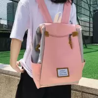 ins风书包女大学生韩版高中古着感2019新款时尚双肩包电脑包背包|布料升级(防水+防盗+多隔层)粉配灰