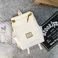 ins风书包女大学生韩版高中古着感2019新款时尚双肩包电脑包背包|布料升级(防水+防盗+多隔层)米白色