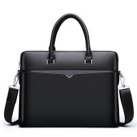 男士百搭单肩包公文包商务男包男士斜挎包横款商务电脑包出差包|公文包-黑色单品升级款