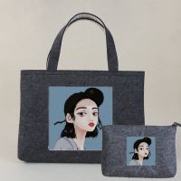 简约笔记本电脑包女15.6寸手提文件包单肩14寸13.3寸大容量收纳包|深灰带帽女孩+小包 15.6寸