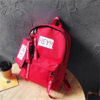 双肩包男韩版背包潮街拍帆布休闲电脑包书包男学生青少年旅行包|hey红色