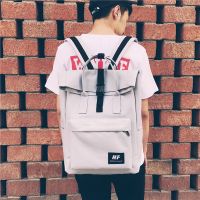 书包女学生韩版ins背包港风日系双肩包学院风帆布bf电脑包男情侣|灰色大号