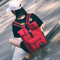 书包女学生韩版ins背包港风日系双肩包学院风帆布bf电脑包男情侣|红色小号