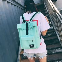 书包女学生韩版ins背包港风日系双肩包学院风帆布bf电脑包男情侣|绿色小号