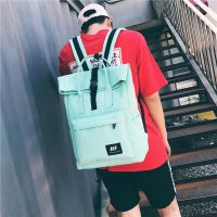 书包女学生韩版ins背包港风日系双肩包学院风帆布bf电脑包男情侣|绿色大号