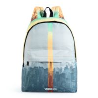 双肩包男女新款简约大容量14寸电脑包学生书包印花背包|21235